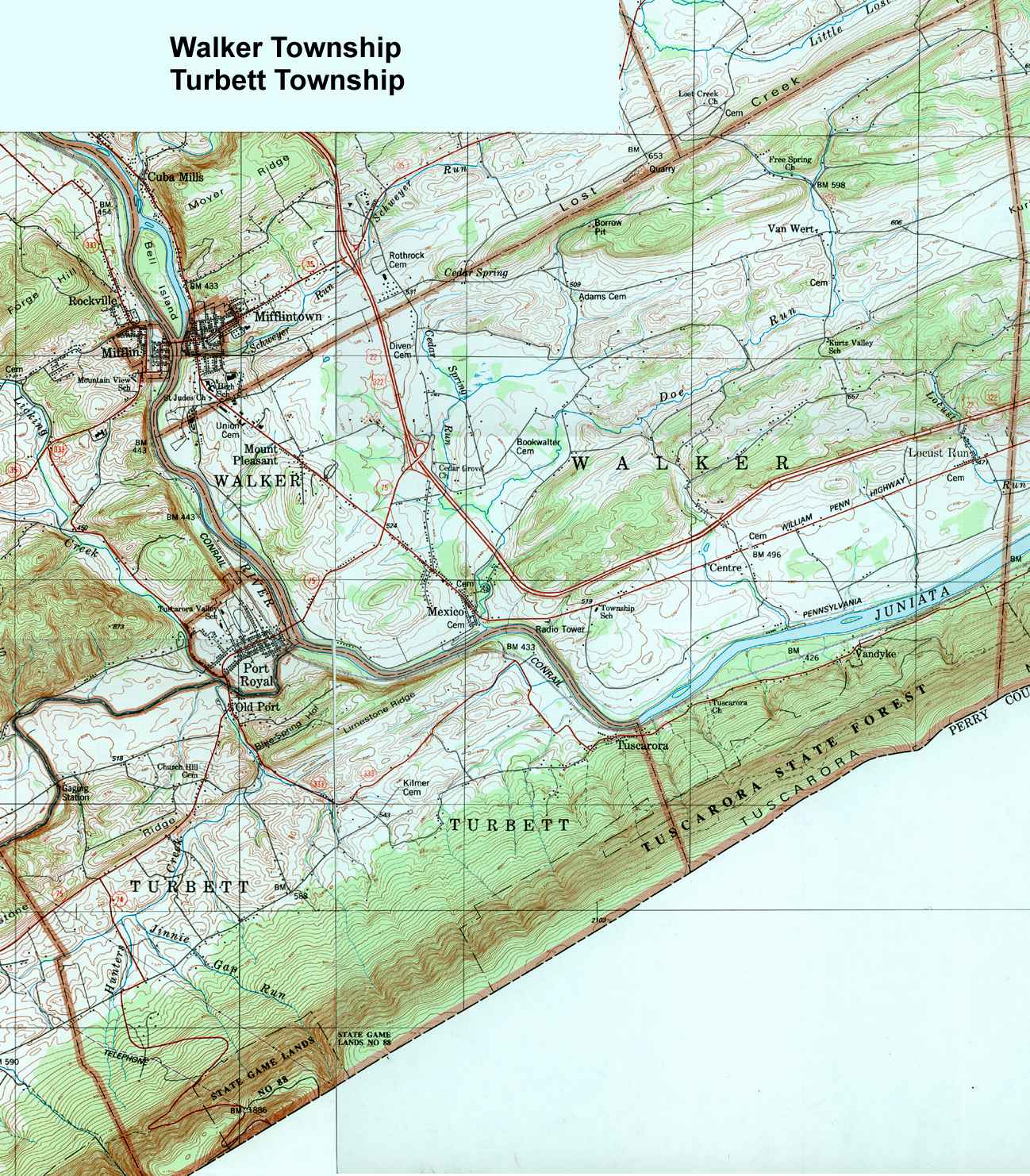 Juniata County Pennsylvania Township Maps